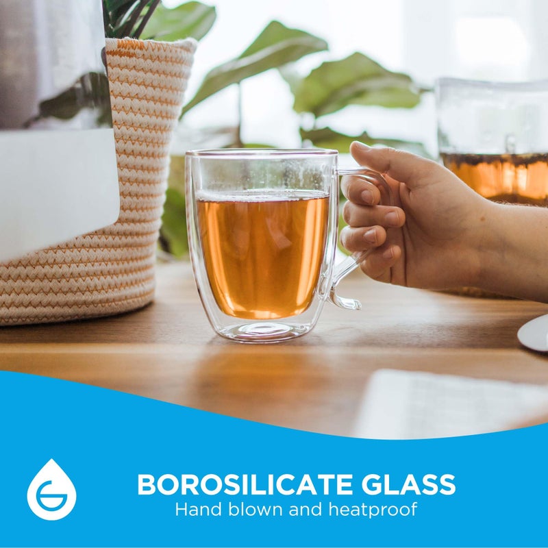 GROSCHE Cyprus 16 fl. oz Double-Wall Glass Mug | Espresso, Latte, Tea & More | Hot & Cold Beverages | Stylish & Aesthetic | Dishwasher Safe | Heatproof | Drinking Glassware - Image 3